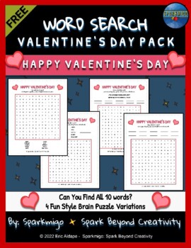 Preview of Word Search & Scramble Puzzles - Happy Valentine's Day No Prep Activity Free