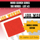 Word Search Series - 100 Words for Middle School *LIST 3*