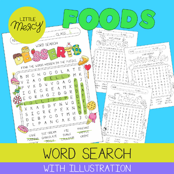 Preview of Word Search Set 2 (Foods) | Game for Kids