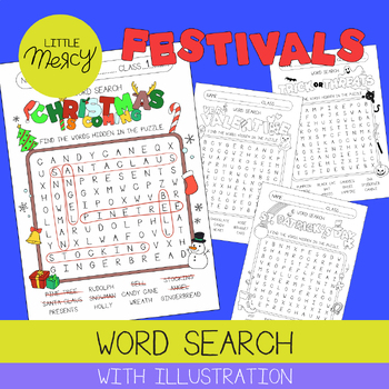 Preview of Word Search Set 3 (Festivals) | Game for Kids