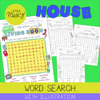 Preview of Word Search Set 5 (House) | Game for Kids