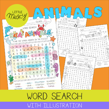 Preview of Word Search Set 6 (Animals) | Game for Kids