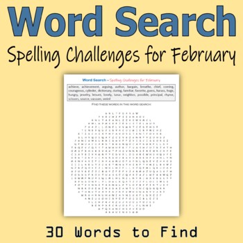 Preview of Word Search - Spelling Challenges for February (Middle School)