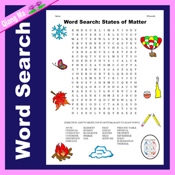 science word search states of matter by qiang ma tpt