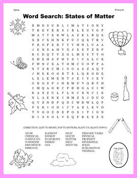 science word search states of matter by qiang ma tpt
