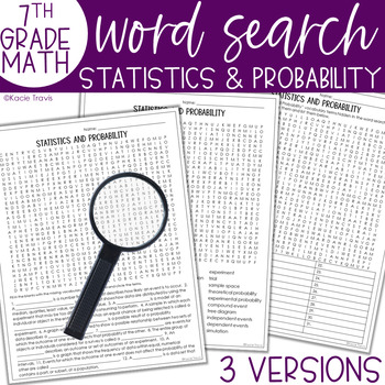 Preview of Word Search Statistics and Probability 7th Grade Math Vocabulary