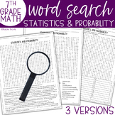 Word Search Statistics and Probability 7th Grade Math Vocabulary