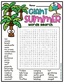 Preview of Word Search Summer