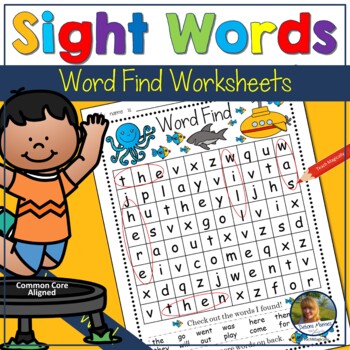 Preview of Word Search Summer Sight Words 1st Grade Kindergarten High Frequency Words