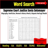 Word Search - Supreme Court Justice Sonia Sotomayor
