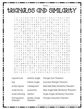 Word Search TRIANGLES and SIMILARITY by Kacie Travis | TpT