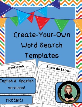 Preview of Word Search Template, English / Spanish, Create Your Own