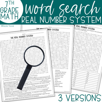 Preview of Word Search The Real Number System 7th Grade Math Vocabulary