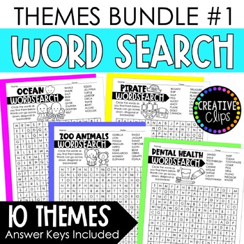Preview of Word Search: Themes Pack #1 (No-Prep, Early Finisher, Morning Work Printables)