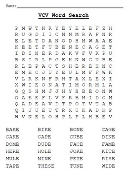 Word Search Vcv Words By Mr Superman School Store Tpt