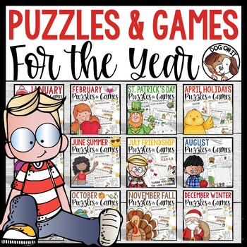 Preview of May Word Search Puzzle Packets for the Year & Word Puzzles Activities June July