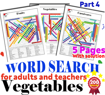 Preview of Word Search, Word Searches Vegetable, Puzzles, Activities, Harder, Vegetable Art