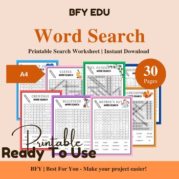 Preview of Word Search Worksheet 10 Holidays in the Years