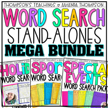 Preview of Word Search Worksheets | Early Finishers | Animals, Habitats, Sports, Holidays