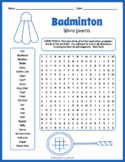 BADMINTON Word Search Puzzle Worksheet Activity