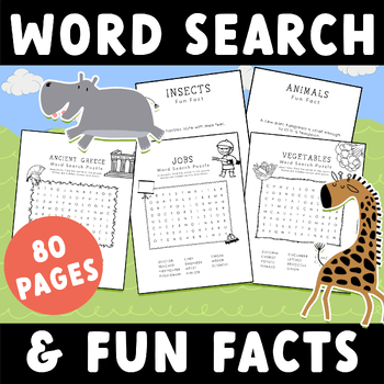 Preview of Word Search for Kids Ages 4-12: 40 Word Search Puzzles And 40 Fun Facts for Kids