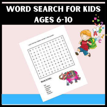 Preview of Word Search for Kids Ages 6-10