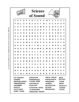 Preview of Sound and Waves: Science of Sound Word Search