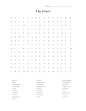 Word Search puzzle for The Giver by Lois Lowry