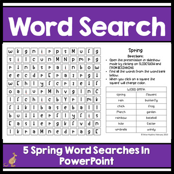 Preview of Word Search with Spring Theme PowerPoint Version