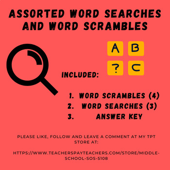 Preview of Word Searches & Activities
