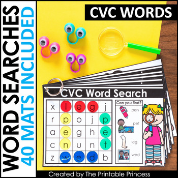 word searches cvc activities by the printable princess tpt