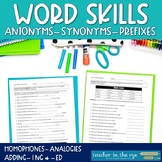 Word Skills Worksheets Synonyms Antonyms Homophones Analog