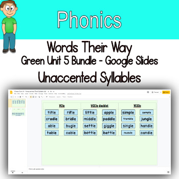 Preview of Word Sort Bundle Unaccented Syllables Google Slides