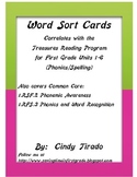 Word Sort Cards for Units 1-6 for Treasures Reading Progra