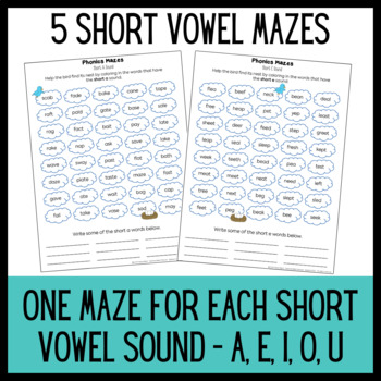 Phonics Word Sort Mazes to Review Short and Long Vowels | TpT