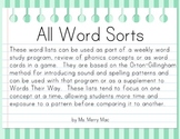 Word Sort Pack | Orton-Gillingham Spelling Lists