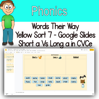 Preview of Word Sort Short a Vs Long a in CVCe Google Slides, Forms and Easel