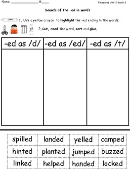 Preview of Word Sort: Sounds of -ed Inflectional Endings