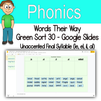 Preview of Word Sort Unaccented Final Syllables (le, el, il, al) Google Slides