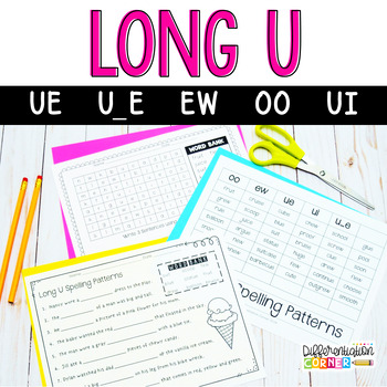 Worksheet Pack long u spelling patterns (ue, ui, oo, ew) | TpT