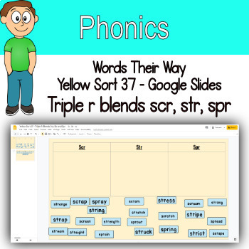 Preview of Word Sort - triple r blends scr, str, spr Google Slides