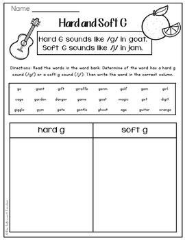 Word Sorting! Hard & Soft G Sound by The Introvert Teacher | TpT