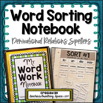 Preview of Word Sorting Notebooks | Derivational Relations Spellers | Words Their Way