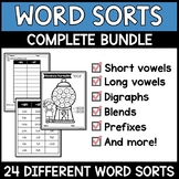 Word Sorts Bundle | Short and Long Vowels | Digraphs | Ble