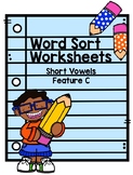 Word Sorts Letter Name Feature C Short Vowels