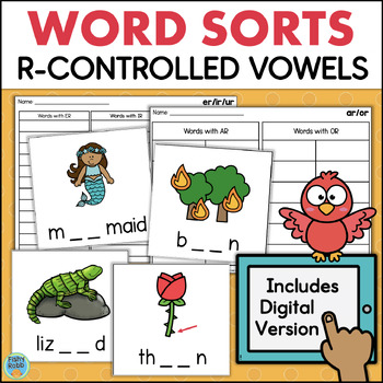 Preview of R Controlled Vowels Word Sorts Phonics Worksheets Bossy R AR ER IR OR UR