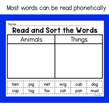 Phonetic Word Sorts by Category for Kindergarten and 1st Grade by Annie