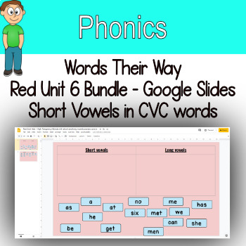 Preview of Word Sorts for Short Vowels in Easy CVC Words Bundle Google Slides