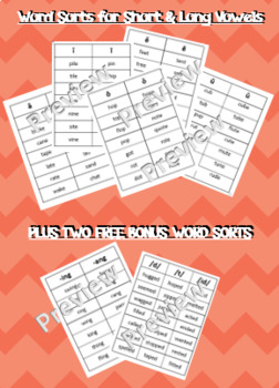 Preview of Word Sorts for Short vs. Long Vowels + TWO FREE BONUS Word Sorts