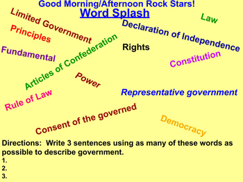Preview of Word Splash Consitutional Government
